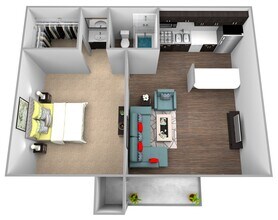 One Bedroom One Bath Studio 7-0708 floor plan